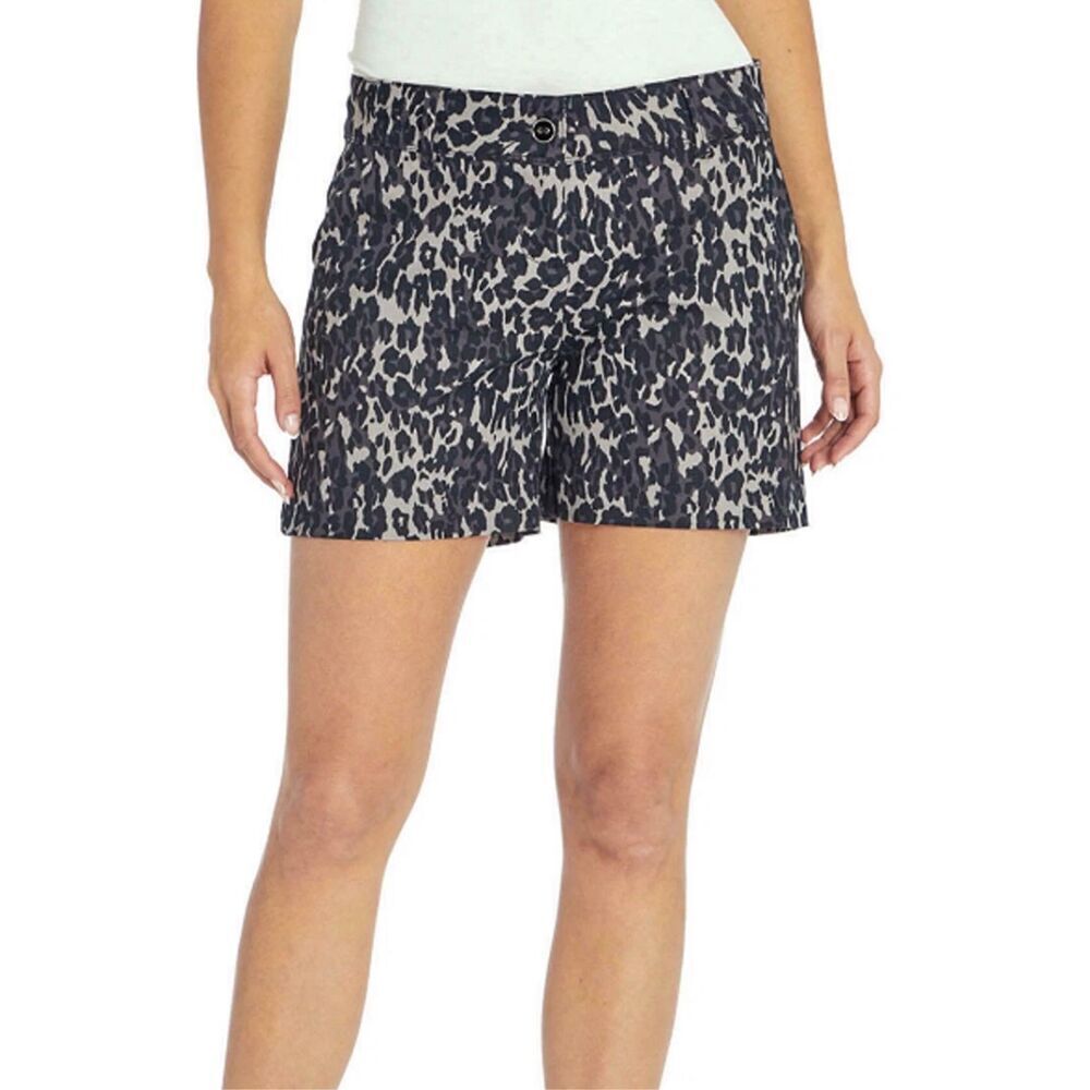 Isaac Mizrahi New York Women's Distressed Leopard Gray and Black Tailored 5" Ins